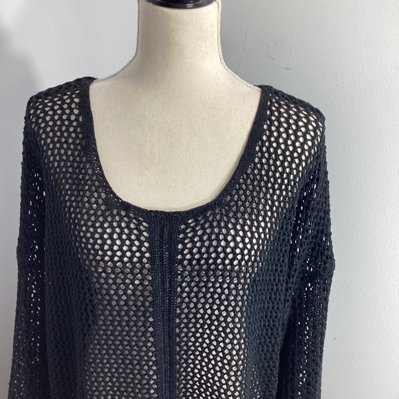 ELLOS 22/24 WOMAN PLUS BLACK CROCHET COVER UP SWEATER VERSATILE - Picture 2 of 12